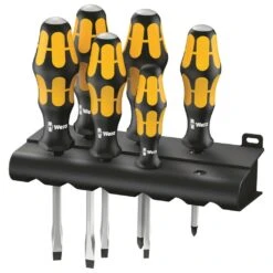 WERA Schraubendreher-Satz Mit Schlagkappe, Im Rack Nr. 932/918/6, 6-teilig, Schlitz Und PZ-Kreuzschli