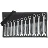 FORTIS Maulschlüssel-Satz Mit Ringratsche 11-teilig, Gerade, 8-19mm