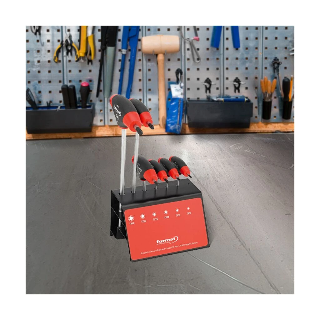 FORMAT T-Griff-Schraubendreher- Satz Mit Seitenabtrieb 7-teilig T10-40 Im Ständer 4 FORMAT T-Griff-Schraubendreher- Satz Mit Seitenabtrieb 7-teilig T10-40 Im Ständer – Bild 2