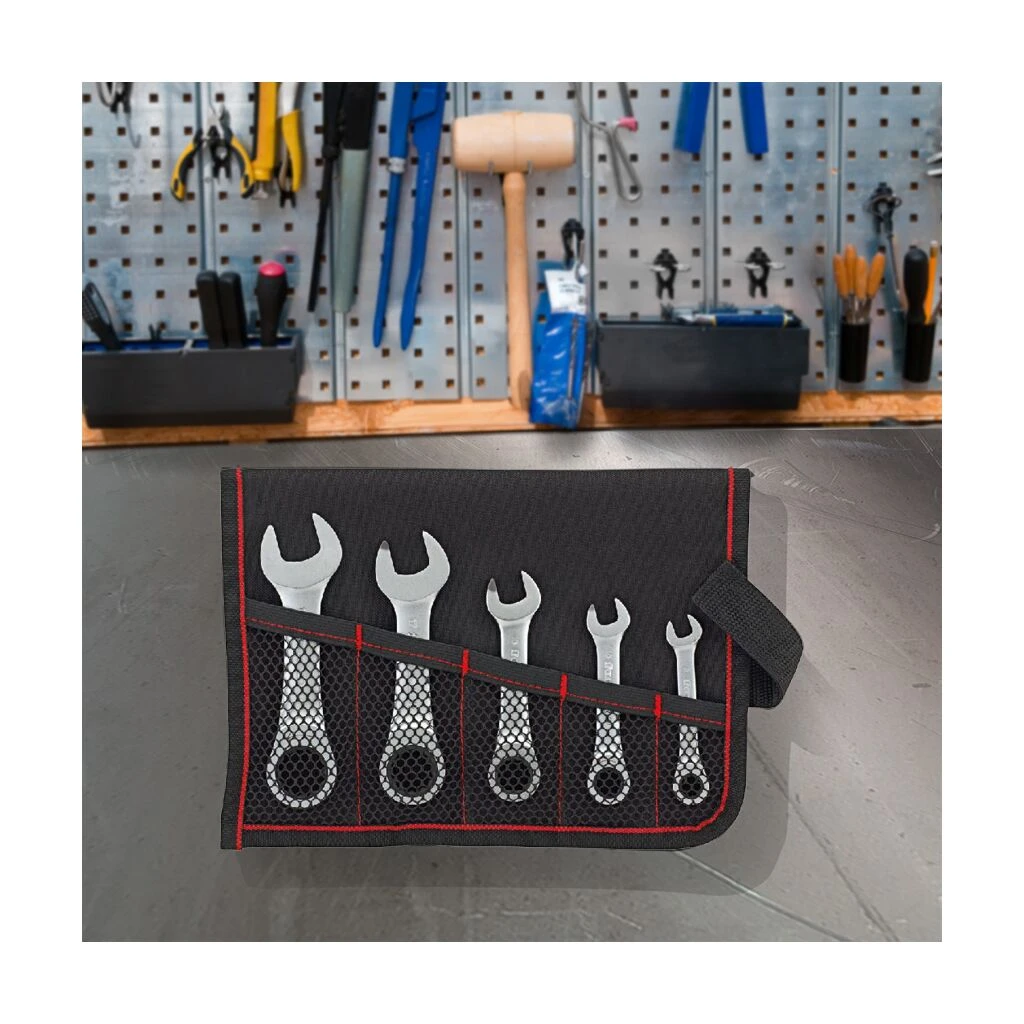 FORMAT Ratschenschlüssel-Satz Gerade, Extrakurz 5-teilig, In Rolltasche, 8-19mm 4 FORMAT Ratschenschlüssel-Satz Gerade, Extrakurz 5-teilig, In Rolltasche, 8-19mm – Bild 2