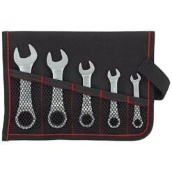 FORMAT Ratschenschlüssel-Satz Gerade, Extrakurz 5-teilig, In Rolltasche, 8-19mm