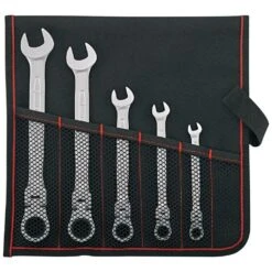 FORMAT Gelenk-Ratschenschlüssel-Satz In Rolltasche, 8-19mm, 5-teilig