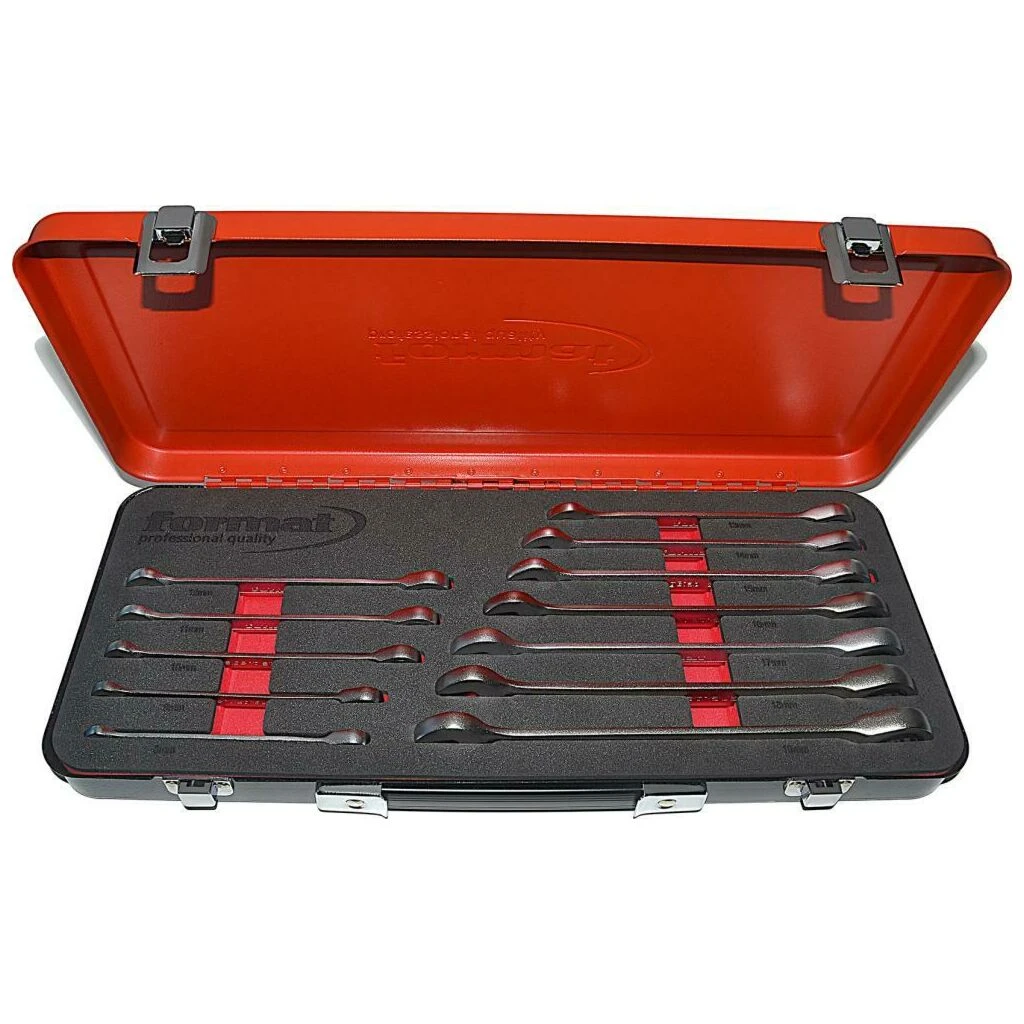 FORMAT Ratschenschlüssel-Satz 12-teilig, 8-19mm, Metallkasten 3 FORMAT Ratschenschlüssel-Satz 12-teilig, 8-19mm, Metallkasten